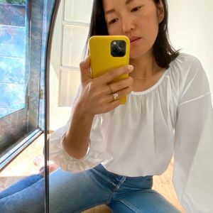 Everlane The Air Rouched Blouse in White Sz16